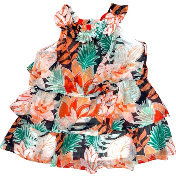 Janie and Jack Palm Tropical Tiered Summer Girl’s Dress - Picture 1 of 5